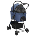 Folding Pet Stroller Adjustable Blue 81 x 47 x 99 cm Polyester