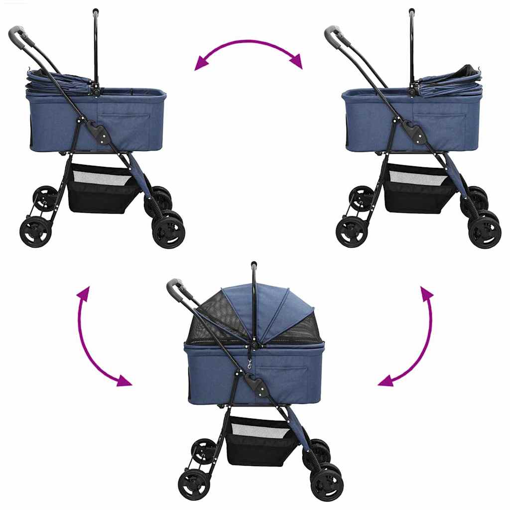 Folding Pet Stroller Adjustable Blue 81 x 47 x 99 cm Polyester