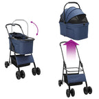 Folding Pet Stroller Adjustable Blue 81 x 47 x 99 cm Polyester