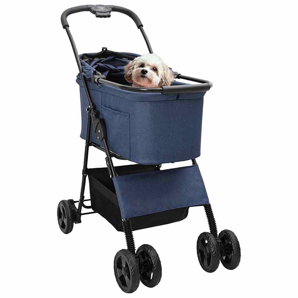 Folding Pet Stroller Adjustable Blue 81 x 47 x 99 cm Polyester