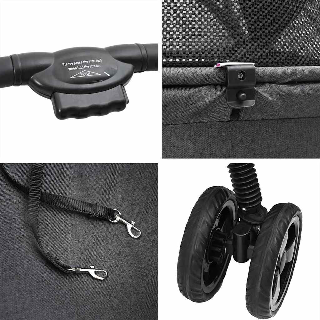 Folding Pet Stroller Adjustable Black 81 x 47 x 99 cm Polyester