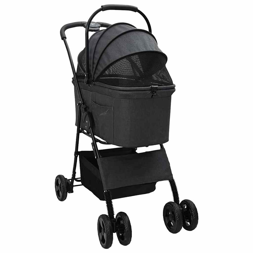 Folding Pet Stroller Adjustable Black 81 x 47 x 99 cm Polyester