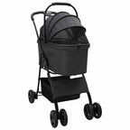 Folding Pet Stroller Adjustable Black 81 x 47 x 99 cm Polyester