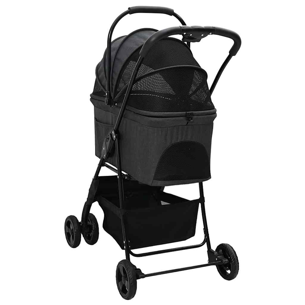 Folding Pet Stroller Adjustable Black 81 x 47 x 99 cm Polyester