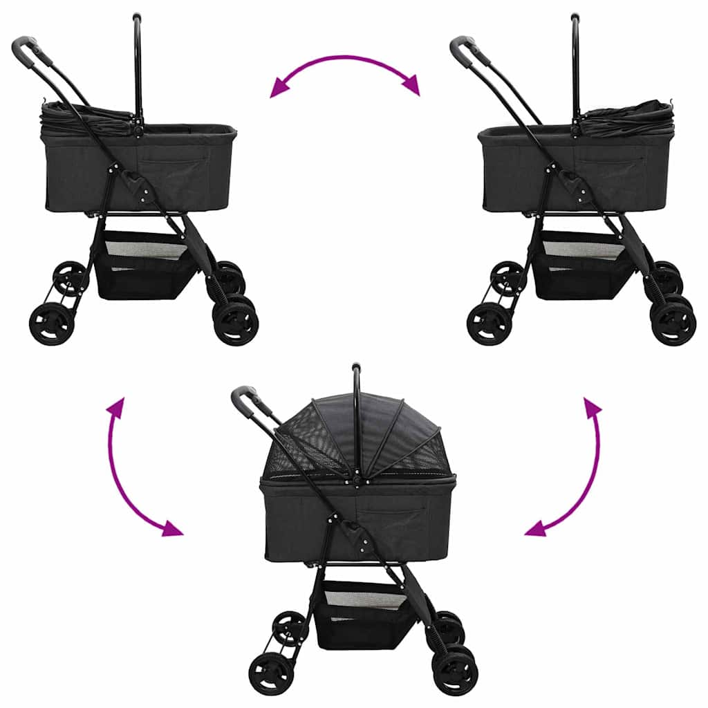 Folding Pet Stroller Adjustable Black 81 x 47 x 99 cm Polyester