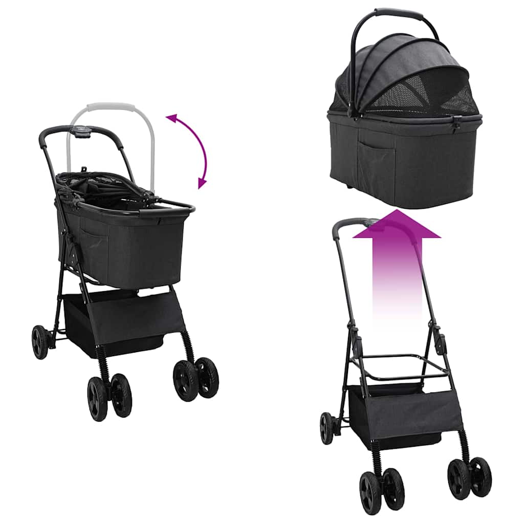 Folding Pet Stroller Adjustable Black 81 x 47 x 99 cm Polyester