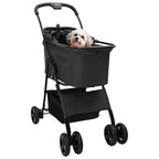 Folding Pet Stroller Adjustable Black 81 x 47 x 99 cm Polyester