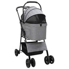 Folding Pet Stroller Adjustable Grey 81 x 47 x 99 cm Polyester