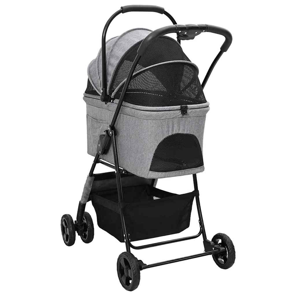 Folding Pet Stroller Adjustable Grey 81 x 47 x 99 cm Polyester