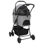 Folding Pet Stroller Adjustable Grey 81 x 47 x 99 cm Polyester