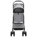 Folding Pet Stroller Adjustable Grey 81 x 47 x 99 cm Polyester