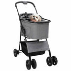 Folding Pet Stroller Adjustable Grey 81 x 47 x 99 cm Polyester