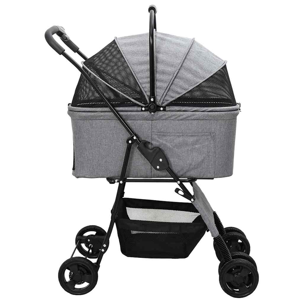 Folding Pet Stroller Adjustable Grey 81 x 47 x 99 cm Polyester