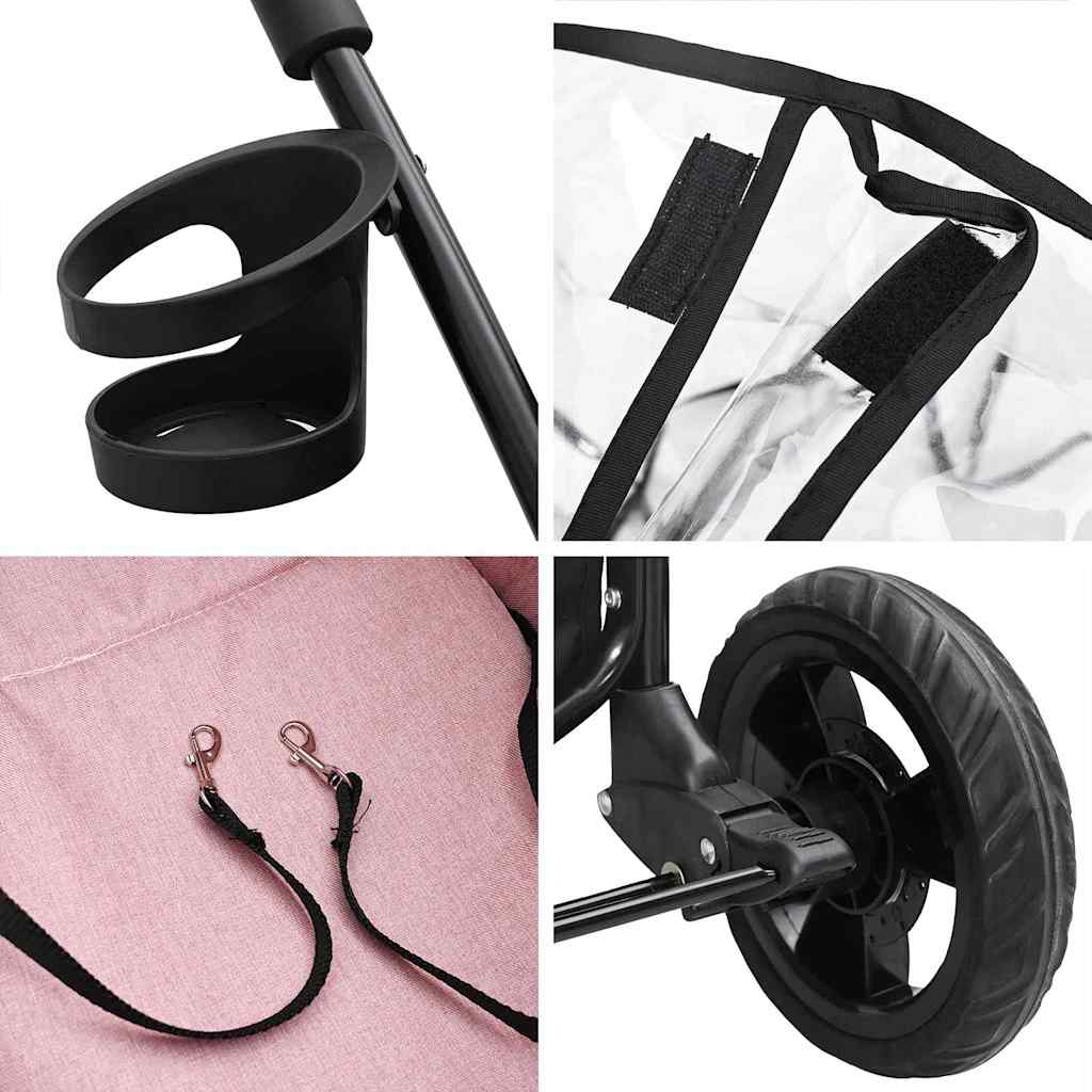 Folding Pet Stroller Adjustable Pink 78 x 54 x 101 cm Polyester