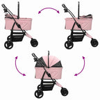 Folding Pet Stroller Adjustable Pink 78 x 54 x 101 cm Polyester