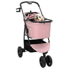 Folding Pet Stroller Adjustable Pink 78 x 54 x 101 cm Polyester
