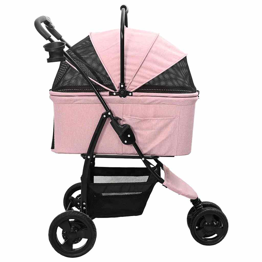Folding Pet Stroller Adjustable Pink 78 x 54 x 101 cm Polyester