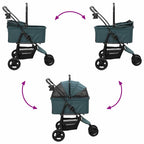 Folding Pet Stroller Green 78 x 54 x 101 cm Polyester