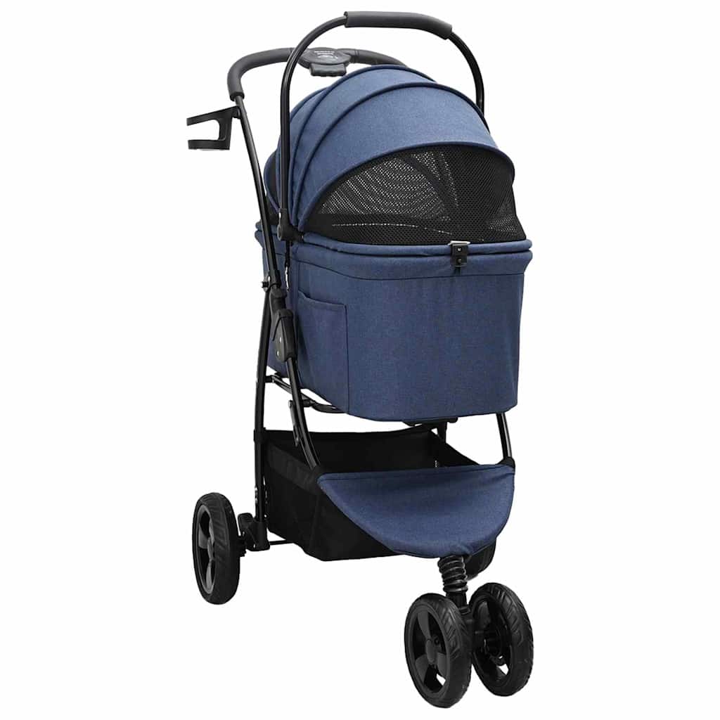 Folding Pet Stroller Adjustable Blue 78 x 54 x 101 cm Polyester