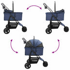 Folding Pet Stroller Adjustable Blue 78 x 54 x 101 cm Polyester