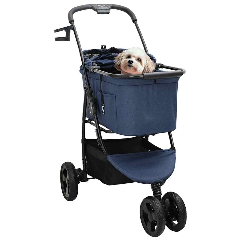 Folding Pet Stroller Adjustable Blue 78 x 54 x 101 cm Polyester