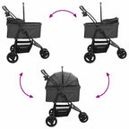 Folding Pet Stroller Black 78 x 54 x 101 cm Polyester