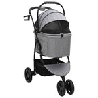 Folding Pet Stroller Adjustable Grey 78 x 54 x 101 cm Polyester