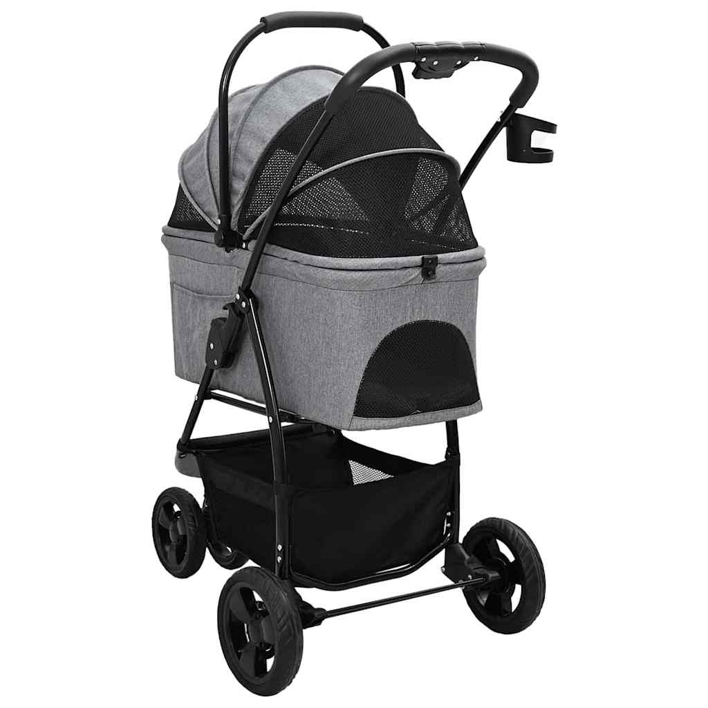 Folding Pet Stroller Adjustable Grey 78 x 54 x 101 cm Polyester