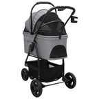 Folding Pet Stroller Adjustable Grey 78 x 54 x 101 cm Polyester