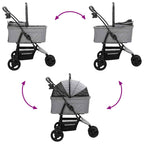 Folding Pet Stroller Adjustable Grey 78 x 54 x 101 cm Polyester