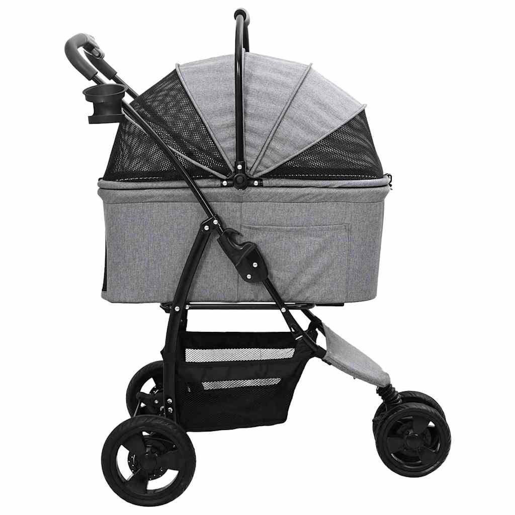 Folding Pet Stroller Adjustable Grey 78 x 54 x 101 cm Polyester