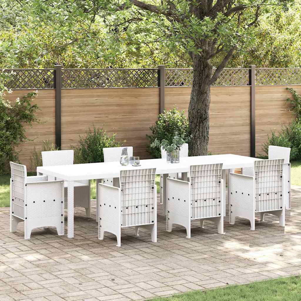 Garden Table White 300 x 100 x 73 cm Poly Rattan