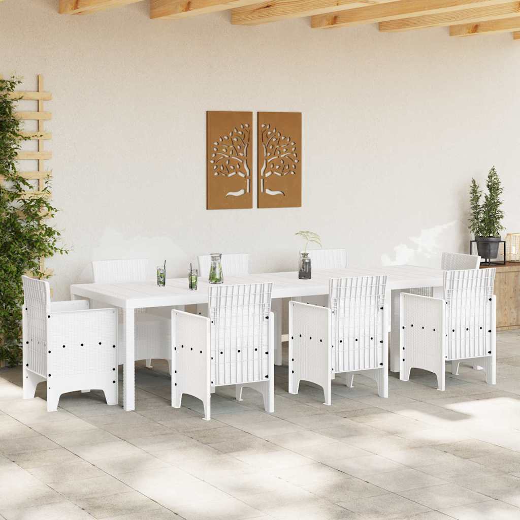 Garden Table White 300 x 100 x 73 cm Poly Rattan