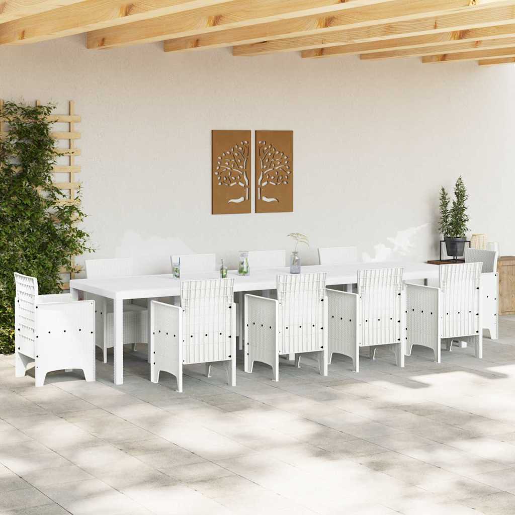Garden Table White 350 x 100 x 74 cm Poly Rattan