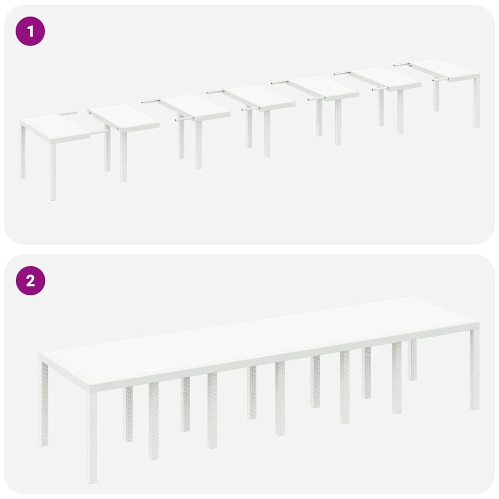 Garden Table White 350 x 100 x 74 cm Poly Rattan