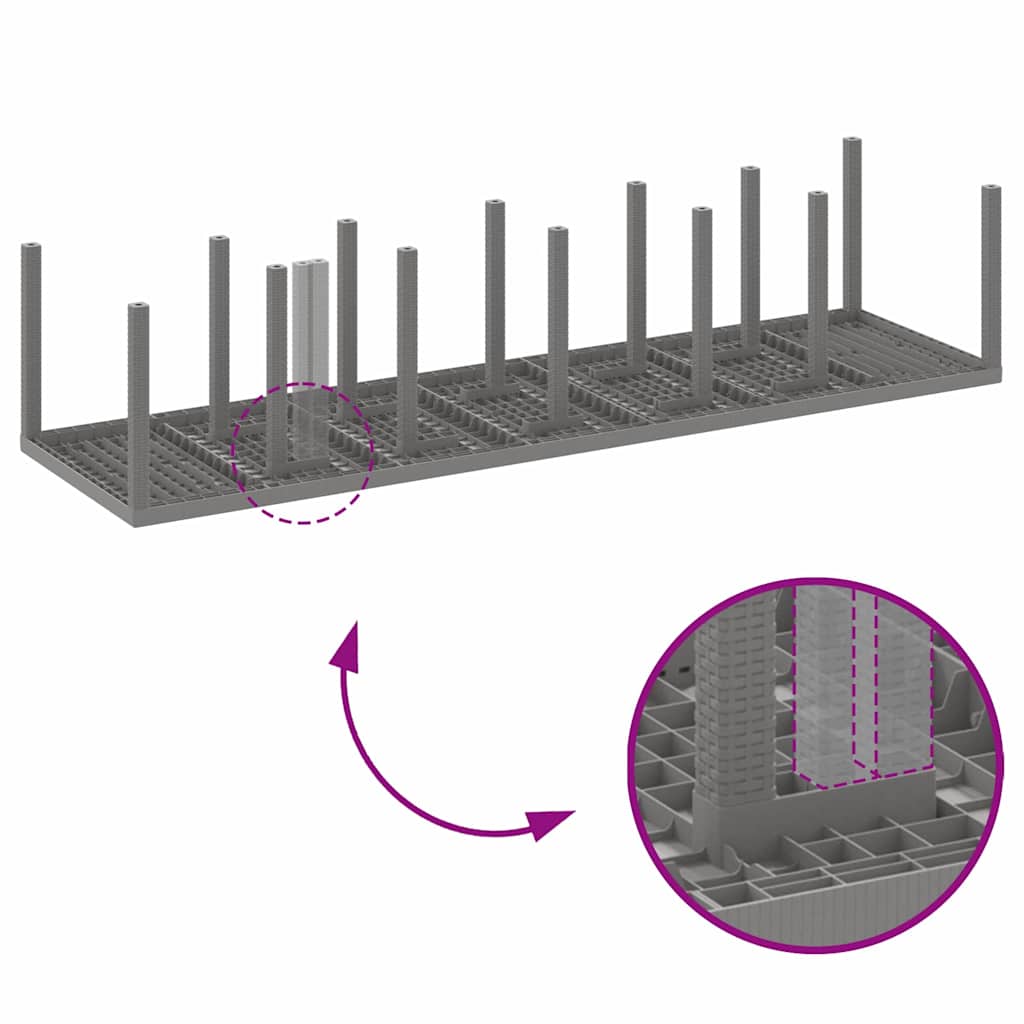 Garden Table Light Grey 350 x 100 x 74 cm Poly Rattan