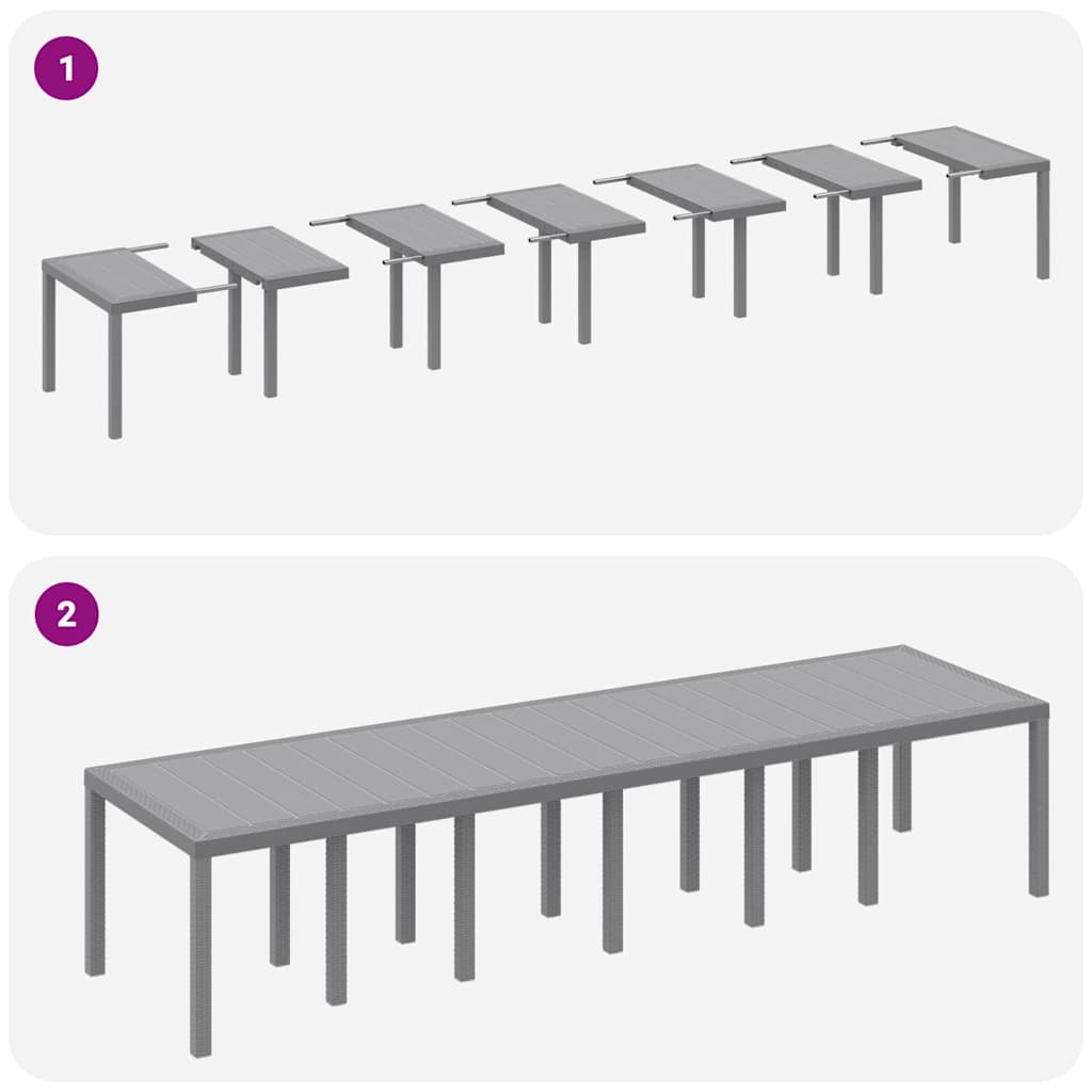 Garden Table Light Grey 350 x 100 x 74 cm Poly Rattan