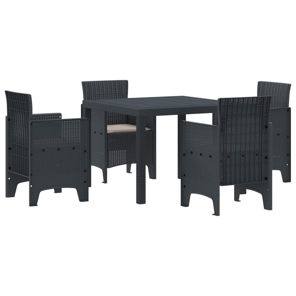 Garden Dining Set 5 pcs Anthracite Polypropylene