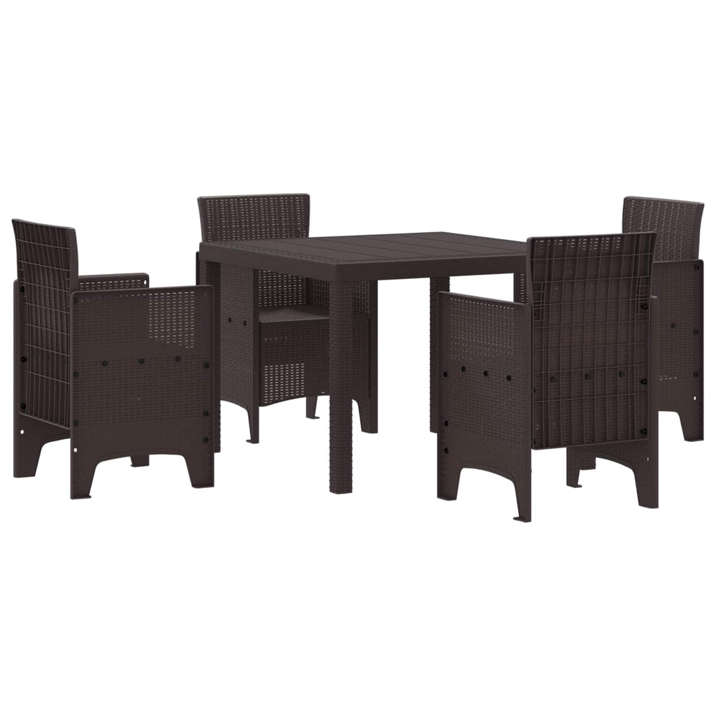 Garden Dining Set 5 pcs Brown Polypropylene