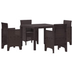 Garden Dining Set 5 pcs Brown Polypropylene