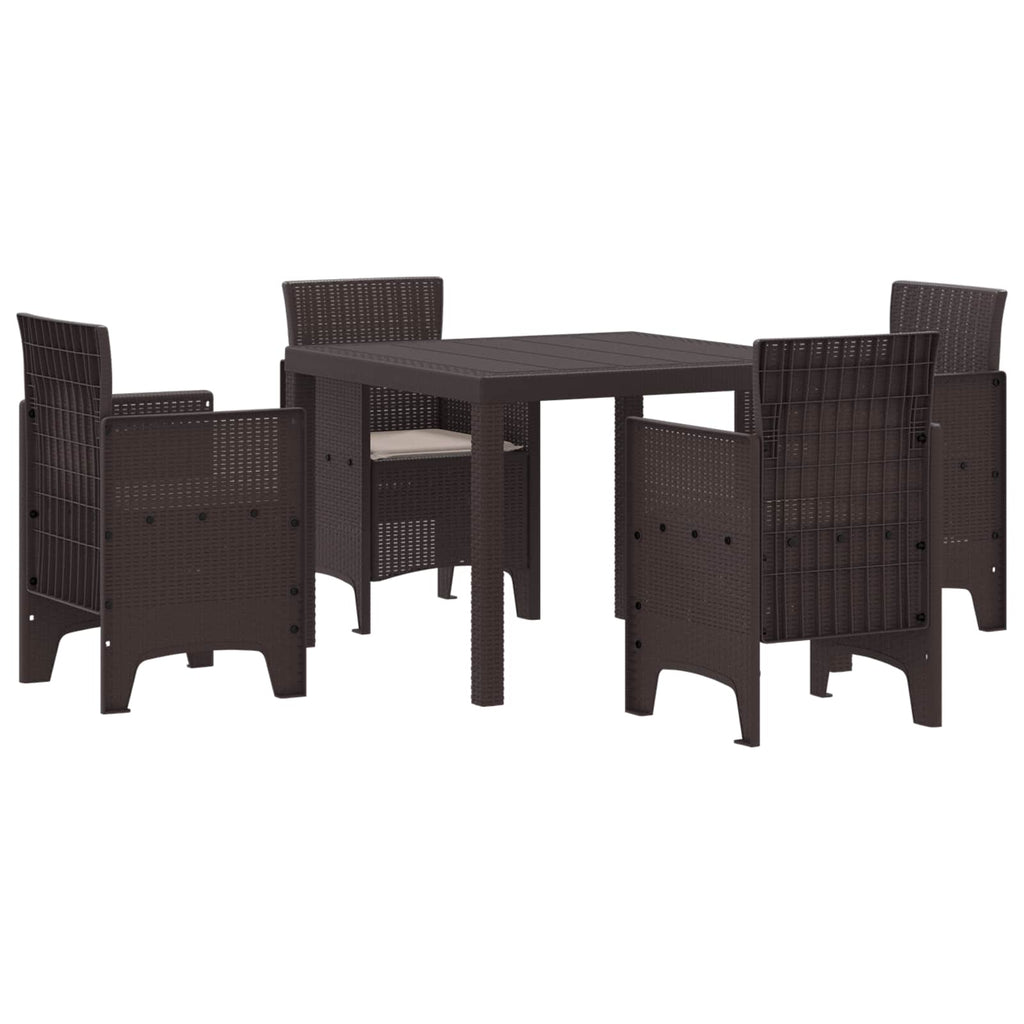 Garden Dining Set 5 pcs Brown Polypropylene