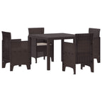Garden Dining Set 5 pcs Brown Polypropylene