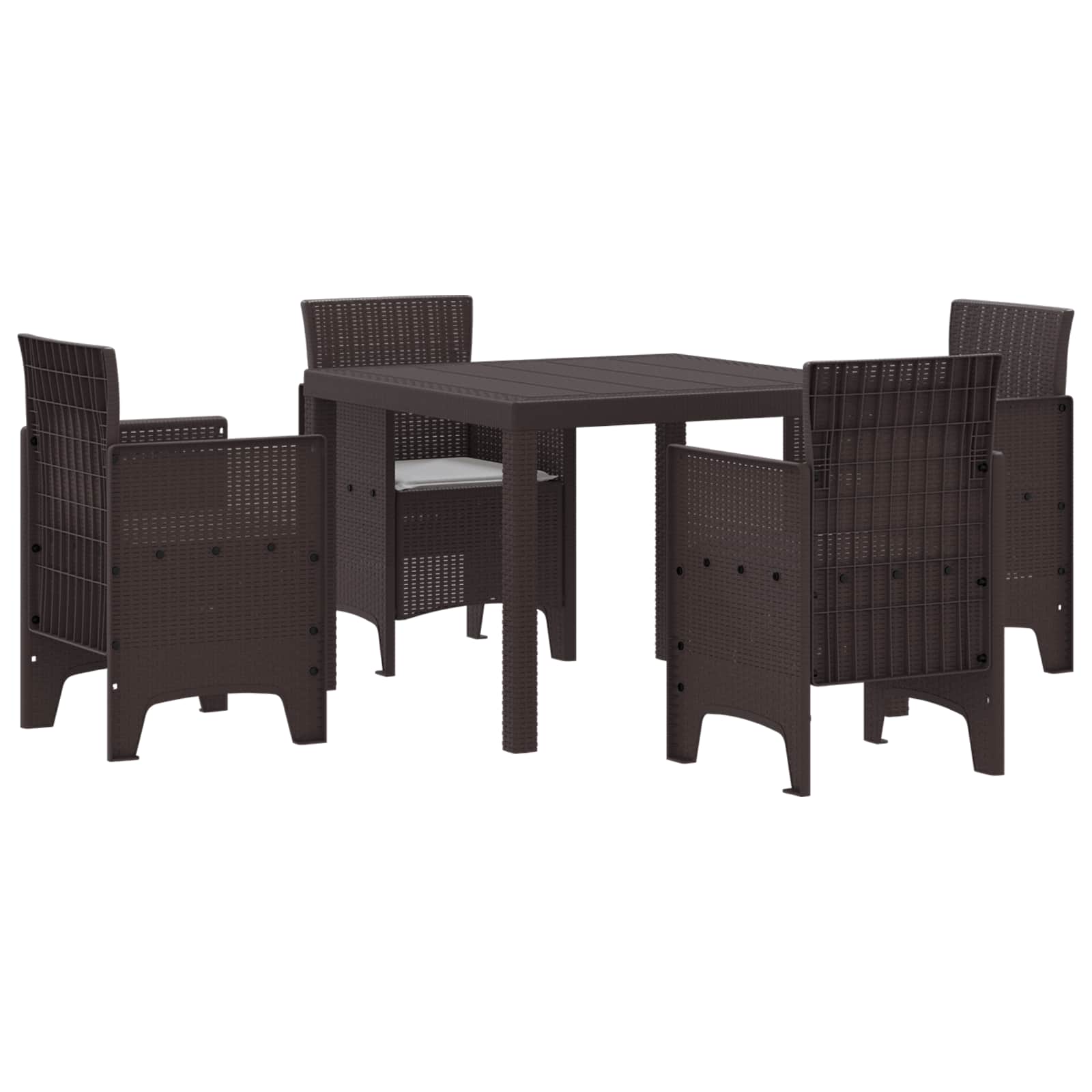Garden Dining Set 5 pcs Brown Polypropylene