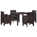 Garden Dining Set 5 pcs Brown Polypropylene