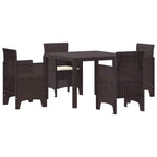 Garden Dining Set 5 pcs Brown Polypropylene