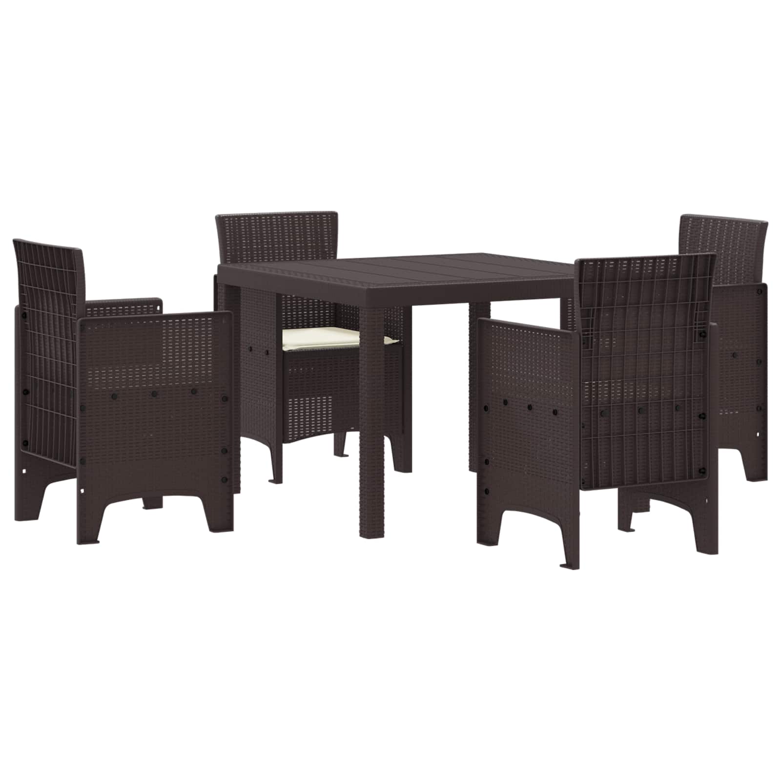 Garden Dining Set 5 pcs Brown Polypropylene