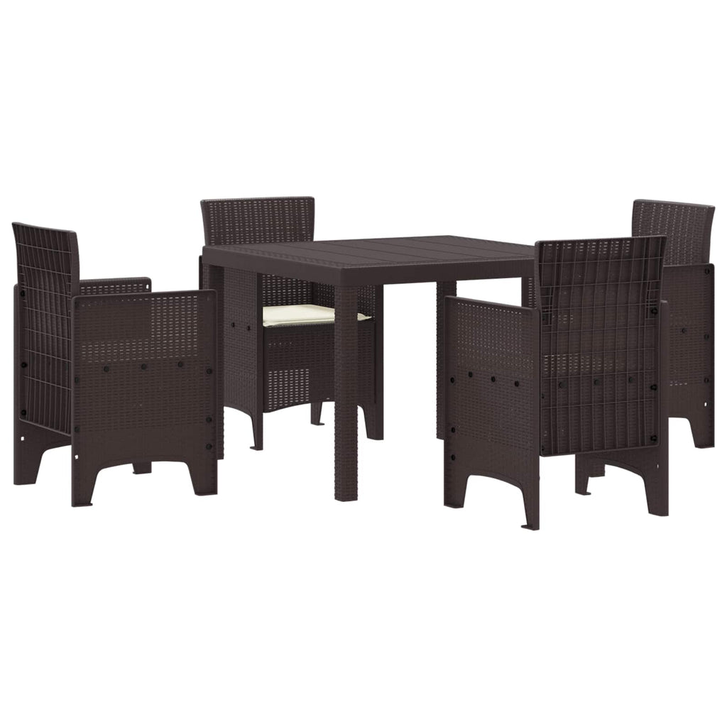 Garden Dining Set 5 pcs Brown Polypropylene