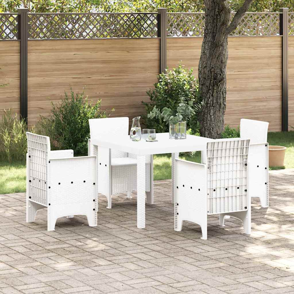 Garden Dining Set 5 pcs White Polypropylene