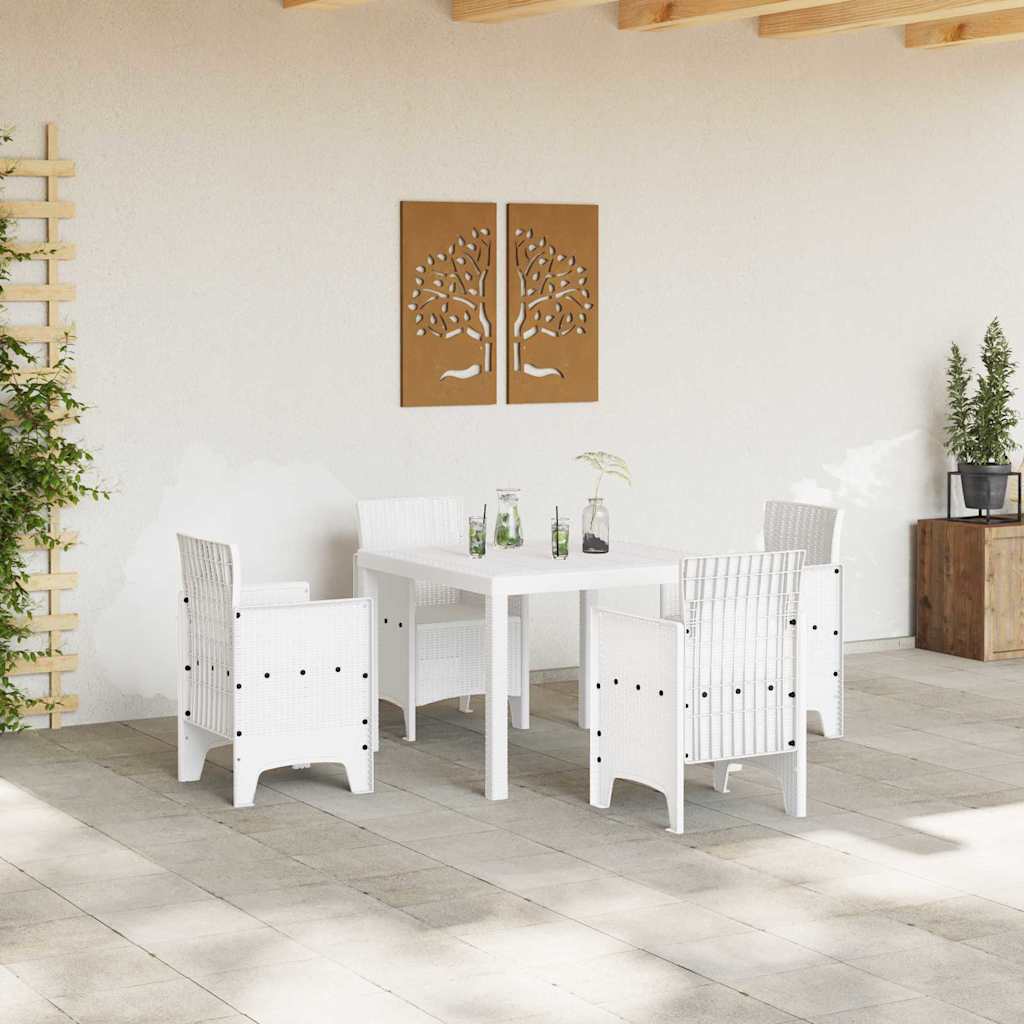 Garden Dining Set 5 pcs White Polypropylene