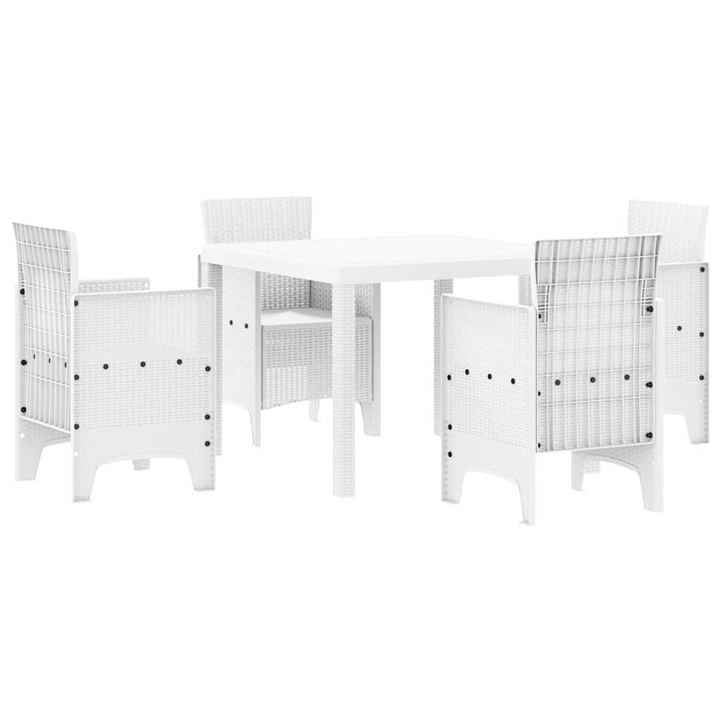Garden Dining Set 5 pcs White Polypropylene